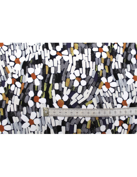 Tissu Popeline Viscose Imprimé Screen Noir -Au Mètre