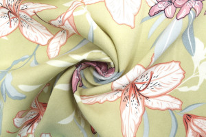 Tissu Popeline Viscose Imprimé Fleur Lysa Beige -Au Mètre
