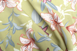 Tissu Popeline Viscose Imprimé Fleur Lysa Beige -Au Mètre 2