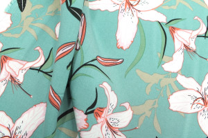 Tissu Popeline Viscose Imprimé Fleur Lysa Bleu de Qualité, Tissu au mètre, Tissu pas cher - Alltissus.com 2