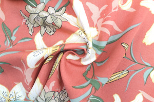 Tissu Popeline Viscose Imprimé Fleur Lysa Rose -Au Mètre