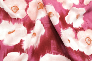 Tissu Popeline Viscose Imprimé Fleur Liseron Rose -Au Mètre 2
