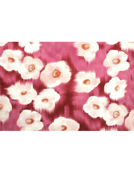 Tissu Popeline Viscose Imprimé Fleur Liseron Rose -Au Mètre