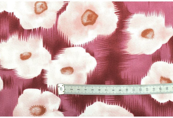 Tissu Popeline Viscose Imprimé Fleur Liseron Rose -Au Mètre