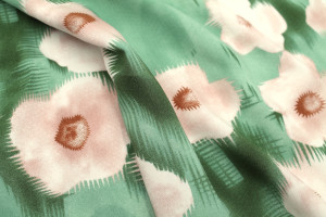 Tissu Popeline Viscose Imprimé Fleur Liseron Vert -Au Mètre 2