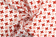 Tissu Popeline Viscose Imprimé Pied de Poule Rouge -Au Mètre