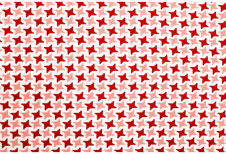 Tissu Popeline Viscose Imprimé Pied de Poule Rouge -Au Mètre