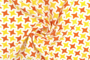 Tissu Popeline Viscose Imprimé Pied de Poule Jaune -Au Mètre