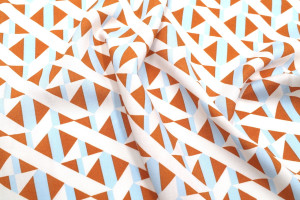 Tissu Popeline Viscose Imprimé Tétris Orange -Au Mètre 2