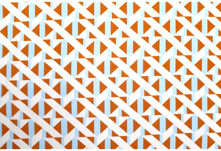 Tissu Popeline Viscose Imprimé Tétris Orange -Au Mètre