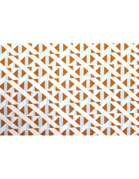 Tissu Popeline Viscose Imprimé Tétris Orange -Au Mètre