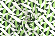 Tissu Popeline Viscose Imprimé Tétris Vert -Au Mètre