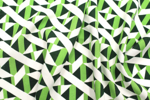 Tissu Popeline Viscose Imprimé Tétris Vert -Au Mètre 2