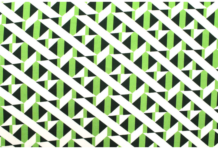 Tissu Popeline Viscose Imprimé Tétris Vert -Au Mètre