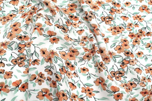 Tissu Popeline Viscose Imprimé Fleur Mya Saumon -Au Mètre 2
