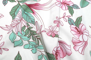 Tissu Popeline Viscose Imprimé Fleur Compolys Rose -Au Mètre 2