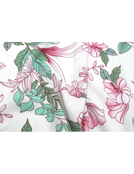 Tissu Popeline Viscose Imprimé Fleur Compolys Rose -Au Mètre