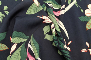 Tissu Popeline Viscose Imprimé Fleur Compolys Marine -Au Mètre 2
