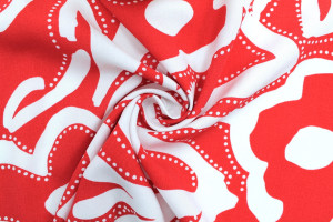 Tissu Popeline Viscose Imprimé Gala Rouge -Au Mètre
