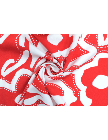 Tissu Popeline Viscose Imprimé Gala Rouge -Au Mètre