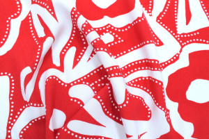 Tissu Popeline Viscose Imprimé Gala Rouge -Au Mètre 2