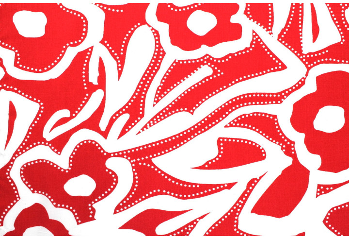 Tissu Popeline Viscose Imprimé Gala Rouge -Au Mètre
