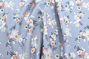 Tissu Popeline Viscose Imprimé Fleur Marjorie Gris -Au Mètre 2