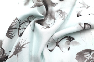 Tissu Popeline Viscose Imprimé Papillon Gris -Au Mètre 2