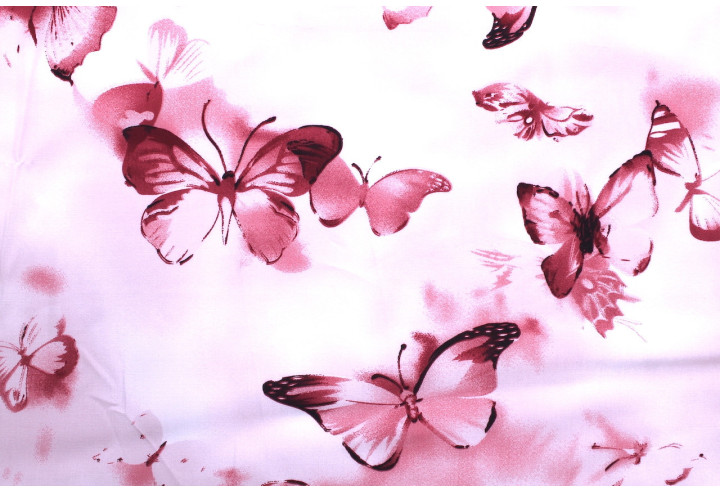 Tissu Popeline Viscose Imprimé Papillon Rouge -Au Mètre