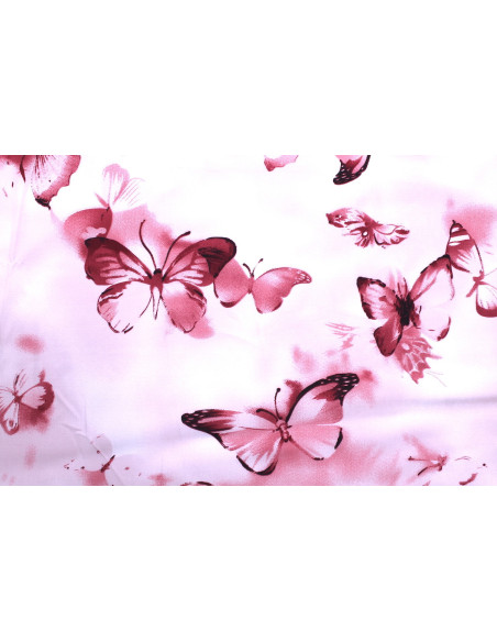 Tissu Popeline Viscose Imprimé Papillon Rouge -Au Mètre