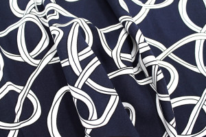 Tissu Popeline Viscose Imprimé Sangles Marine -Au Mètre 2