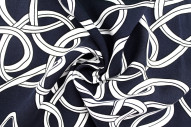 Tissu Popeline Viscose Imprimé Sangles Marine -Au Mètre