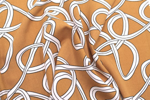 Tissu Popeline Viscose Imprimé Sangles Camel -Au Mètre 2