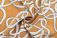 Tissu Popeline Viscose Imprimé Sangles Camel -Au Mètre