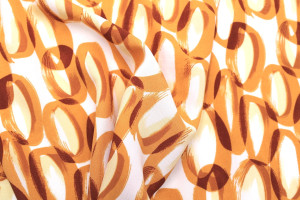 Tissu Popeline Viscose Imprimé Ring Orange -Au Mètre 2