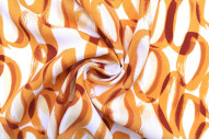 Tissu Popeline Viscose Imprimé Ring Orange -Au Mètre