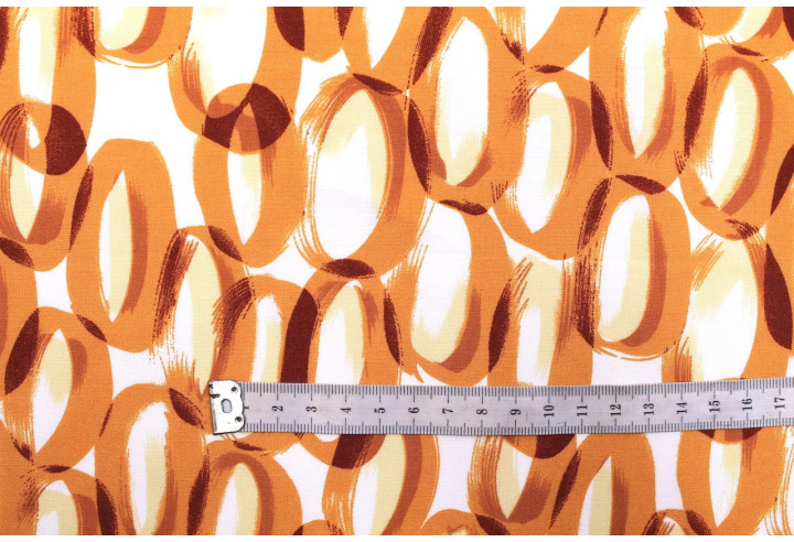 Tissu Popeline Viscose Imprimé Ring Orange -Au Mètre
