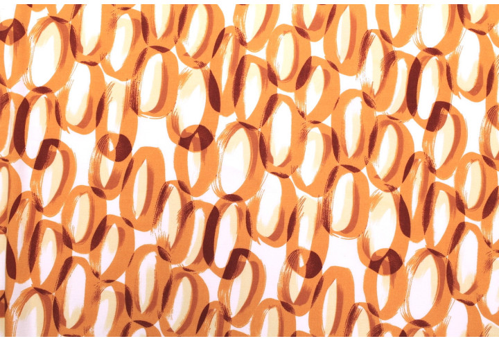 Tissu Popeline Viscose Imprimé Ring Orange -Au Mètre