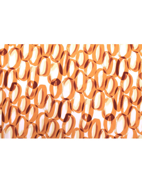 Tissu Popeline Viscose Imprimé Ring Orange -Au Mètre