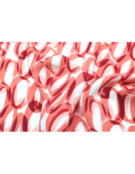 Tissu Popeline Viscose Imprimé Ring Rouge -Au Mètre
