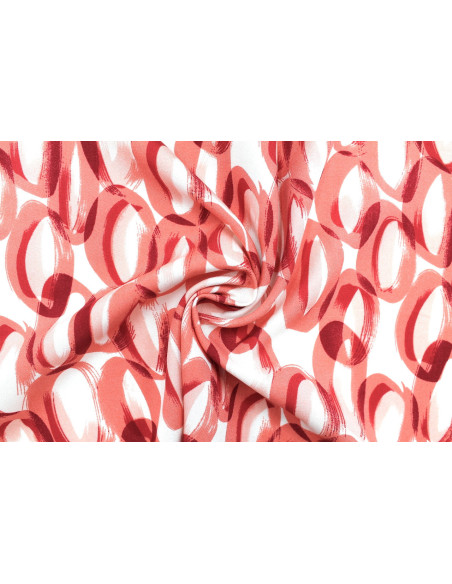 Tissu Popeline Viscose Imprimé Ring Rouge -Au Mètre