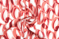 Tissu Popeline Viscose Imprimé Ring Rouge -Au Mètre