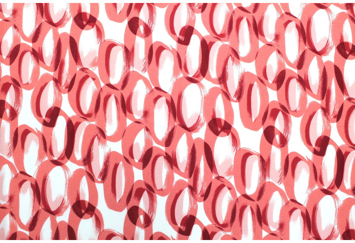 Tissu Popeline Viscose Imprimé Ring Rouge -Au Mètre