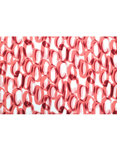 Tissu Popeline Viscose Imprimé Ring Rouge -Au Mètre