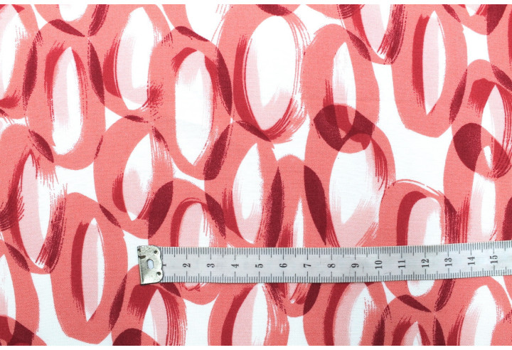 Tissu Popeline Viscose Imprimé Ring Rouge -Au Mètre