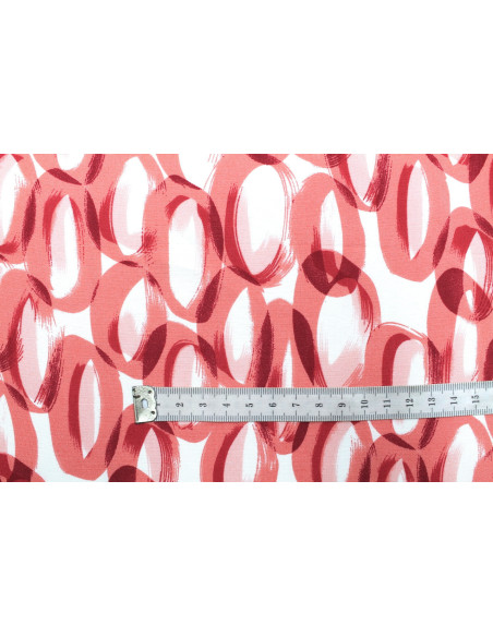 Tissu Popeline Viscose Imprimé Ring Rouge -Au Mètre