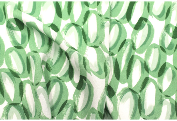 Tissu Popeline Viscose Imprimé Ring Vert -Au Mètre