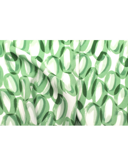 Tissu Popeline Viscose Imprimé Ring Vert -Au Mètre