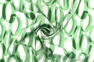 Tissu Popeline Viscose Imprimé Ring Vert -Au Mètre