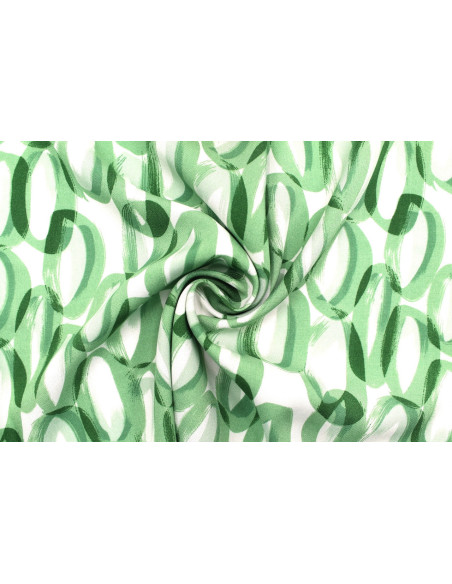 Tissu Popeline Viscose Imprimé Ring Vert -Au Mètre